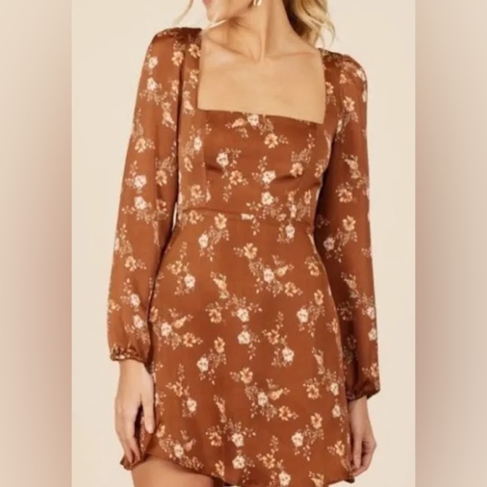 Park & Fifth Floral Brown Mini Dress